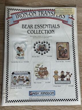 1997 Daisy Kingdom “Bear Essentials Collection “ Iron-On Transfer Pack of Six